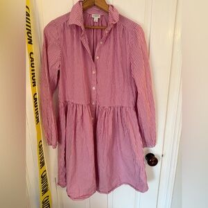 Pink and White Striped Shirt Dress